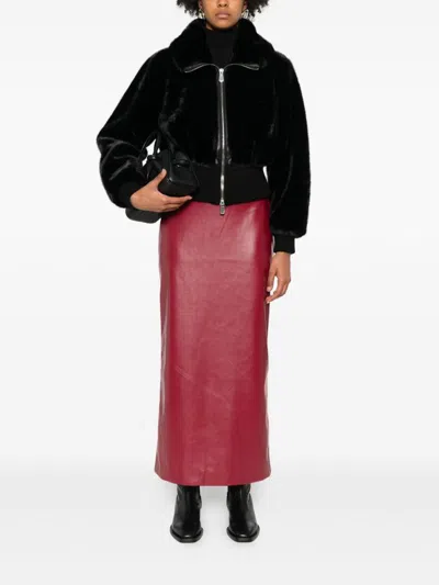 Pinko Ribbed Zip-front Jacket In Black