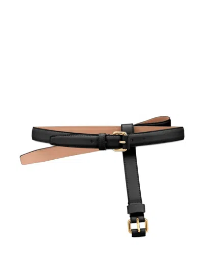 Moschino Bow-detail Leather Belt In Black