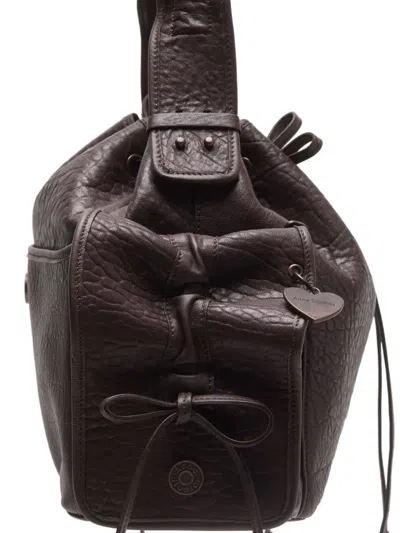Acne Studios Ruffled Drawstring Shoulder Bag In Brown