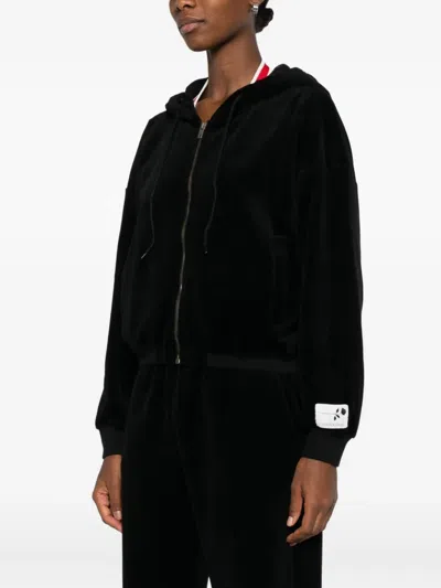 Golden Goose Black Sweatshirt With Fixed Hood And Logo Patch On The Sleeve In Cotton Blend Woman In Black