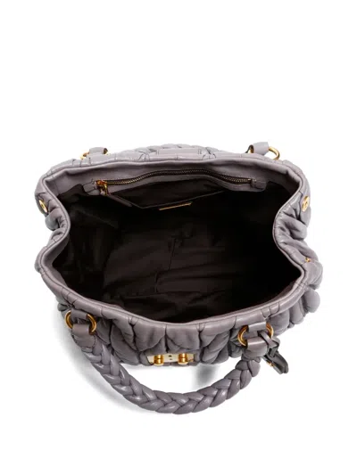 Pre-owned Miu Miu 2010s Matelassé Two-way Handbag In Gray