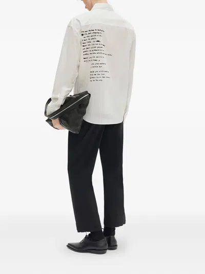 Ann Demeulemeester Isak Twisted Script Print Shirt In White