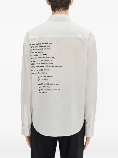 Ann Demeulemeester Isak Twisted Script Print Shirt In White