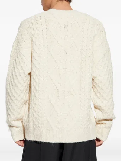 Isabel Marant Cable-knit Crew-neck Sweater In Neutral
