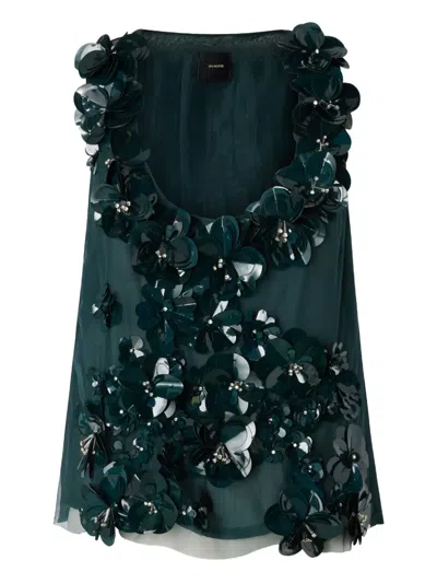 Pinko Top Avec Fleurs Bijoux In Green