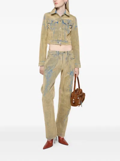 Acne Studios Flocked Denim Crop Jacket In Neutral