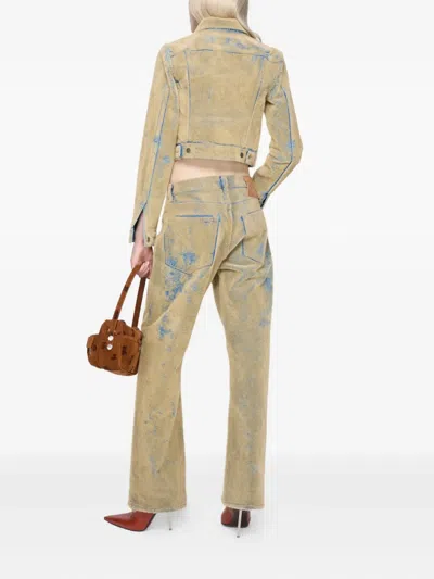 Acne Studios Flocked Denim Crop Jacket In Neutral