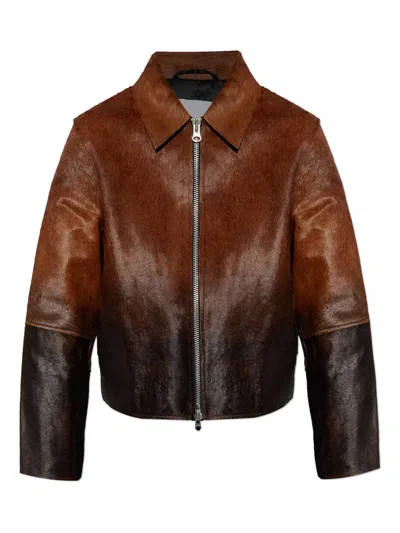 Samsoe & Samsoe Womens Dark Brown Dip-dye Salylo Relaxed-fit Leather Jacket In Brown