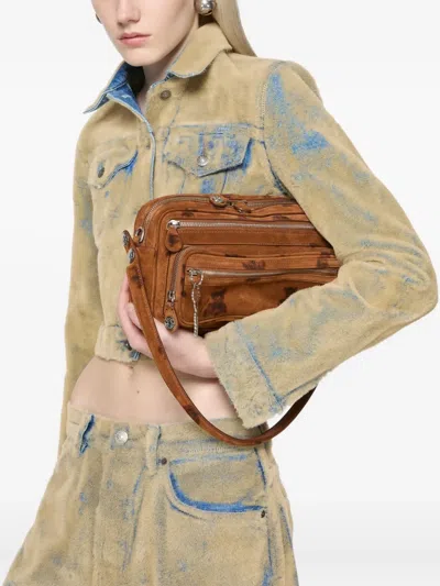 Acne Studios Flocked Denim Crop Jacket In Neutral