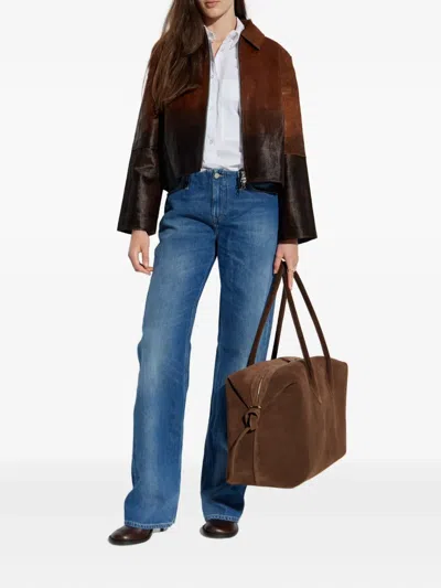 Samsoe & Samsoe Womens Dark Brown Dip-dye Salylo Relaxed-fit Leather Jacket In Brown