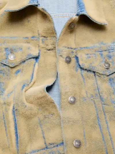 Acne Studios Flocked Denim Crop Jacket In Neutral