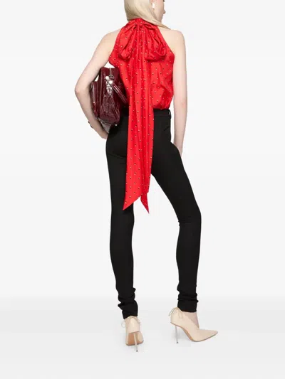 Acne Studios Bow-detail Asymmetric Top In Red
