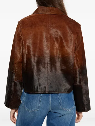 Samsoe & Samsoe Womens Dark Brown Dip-dye Salylo Relaxed-fit Leather Jacket In Brown