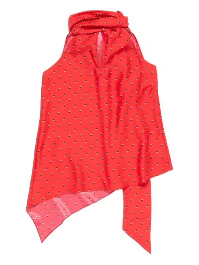 Acne Studios Bow-detail Asymmetric Top In Red