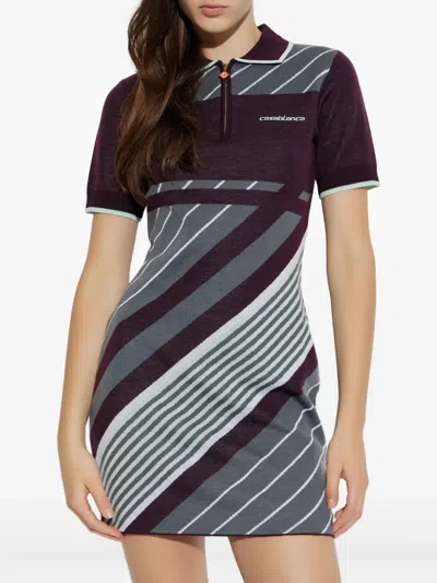Casablanca "diagonal" Tennis Polo Dress In Black