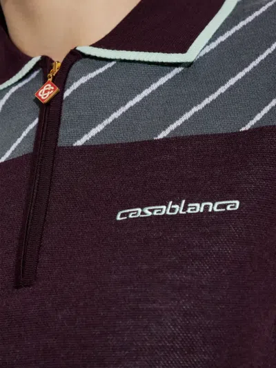 Casablanca "diagonal" Tennis Polo Dress In Black