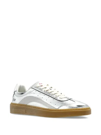 Dsquared2 Leather Sneaker In Silver
