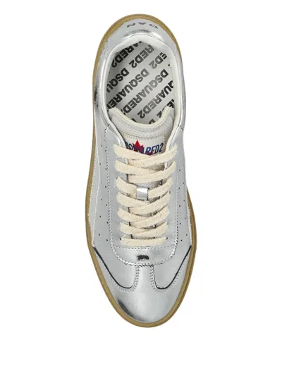 Dsquared2 Leather Sneaker In Silver