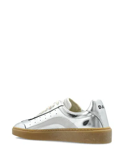 Dsquared2 Leather Sneaker In Silver