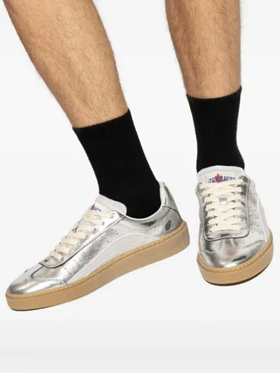 Dsquared2 Leather Sneaker In Silver