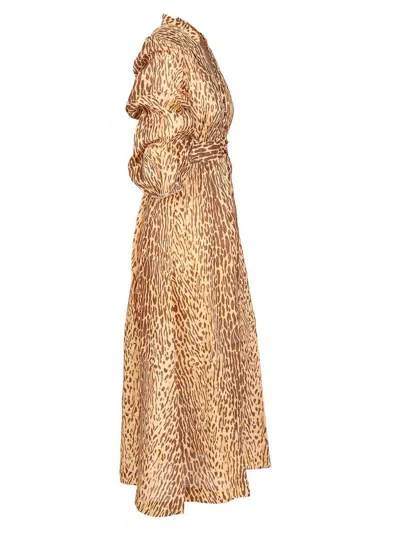 Zimmermann Cascadian Plunge Midi Dress In Brown