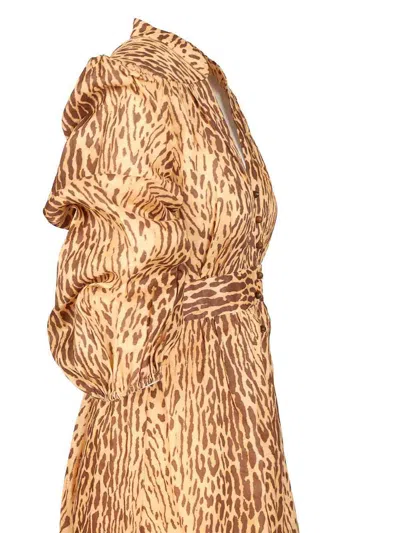 Zimmermann Cascadian Plunge Midi Dress In Brown