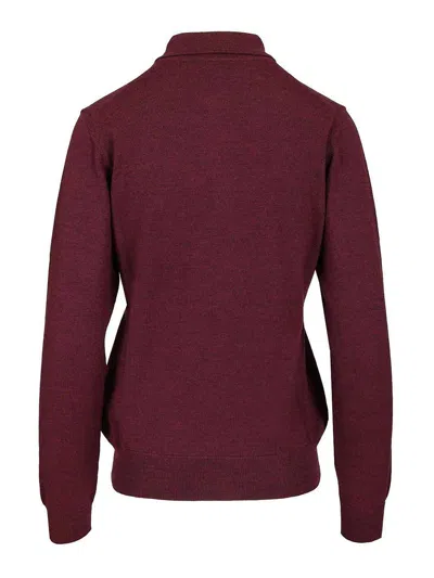 Etro Wool Polo Shirt Knitwear Bordeaux In Burgundy