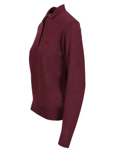 Etro Wool Polo Shirt Knitwear Bordeaux In Burgundy