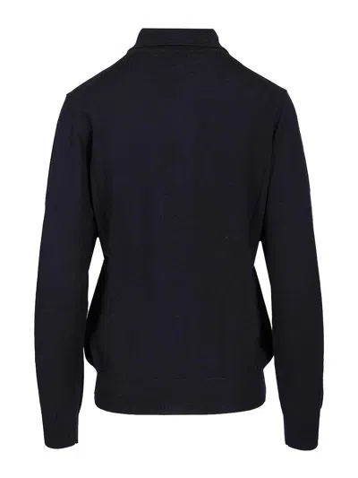Etro Wool Polo Shirt Knitwear Blue In Blue