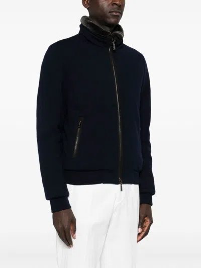 Moorer Beautiful Cashmere And Silk Bomber Jackets In Black
