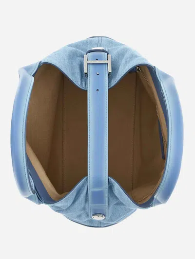 Hogan Cotton Denim Tote Bag In Blue In Blue