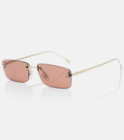 Fendi First Crystal Rectangular Sunglasses In Pink