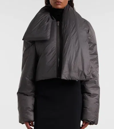Rick Owens Convertible Puffer Jacket In Brown