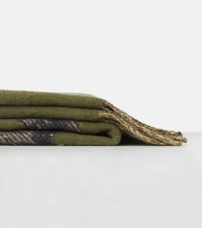 Loewe Anagram Fringed Wool And Cashmere Blanket In Green