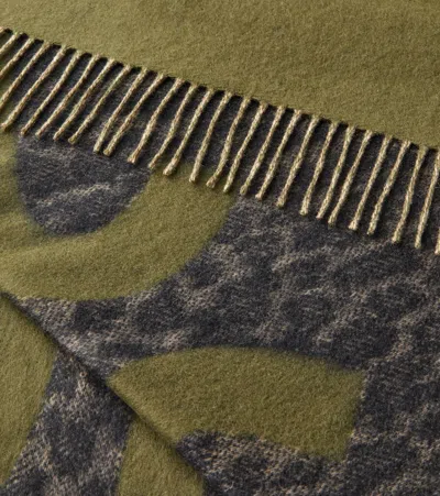 Loewe Anagram Fringed Wool And Cashmere Blanket In Green