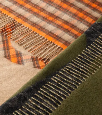 Loewe Anagram Checked Wool And Cashmere Blanket In Brown