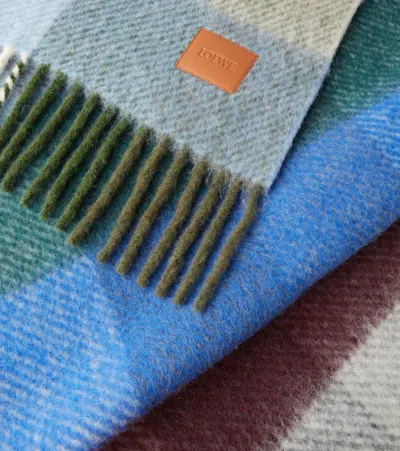 Loewe Checked Alpaca And Wool-blend Blanket In Multi
