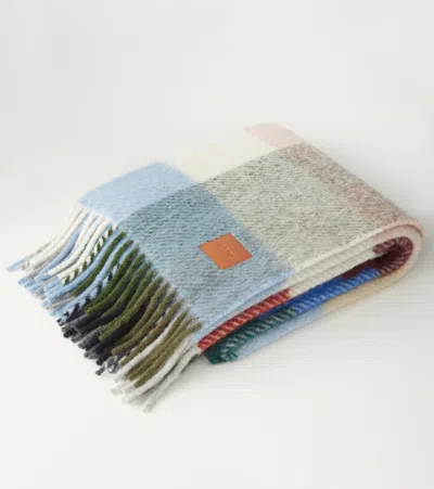 Loewe Checked Alpaca And Wool-blend Blanket In Multi