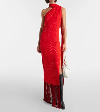 Acne Studios Dassy Asymmetric Maxi Dress In Red