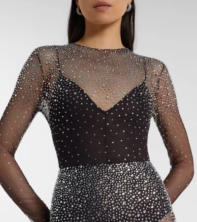 Alex Perry Crystal-embellished Mesh Maxi Dress In Multi