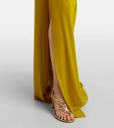Alex Perry Draped One-shoulder Crêpe Jersey Gown In Green