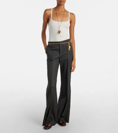 Chloé Pinstriped Virgin Wool Wide-leg Pants In Black