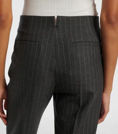 Chloé Pinstriped Virgin Wool Wide-leg Pants In Black