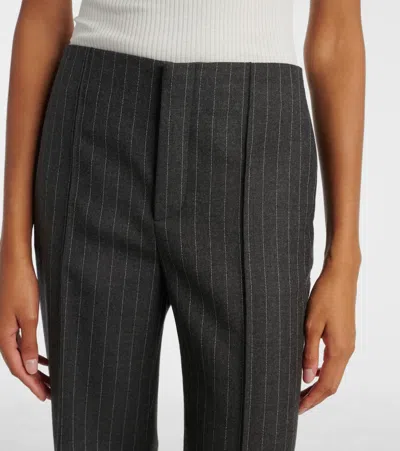 Chloé Pinstriped Virgin Wool Wide-leg Pants In Black