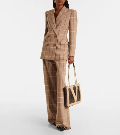 Valentino Viva Superstar Small Shearling Vlogo Tote Bag In Brown