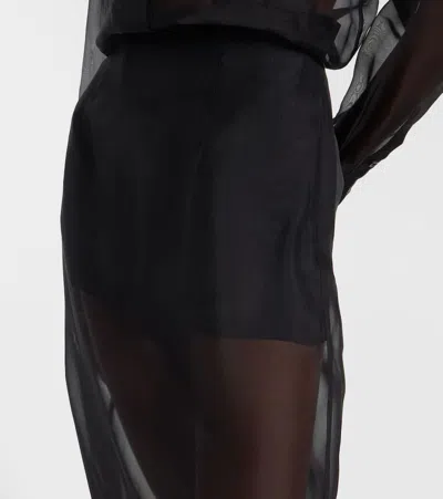 Frame High-rise Silk Organza Midi Skirt In Black