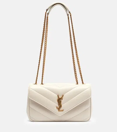 Saint Laurent Lou Lou Small Leather Shoulder Bag In White
