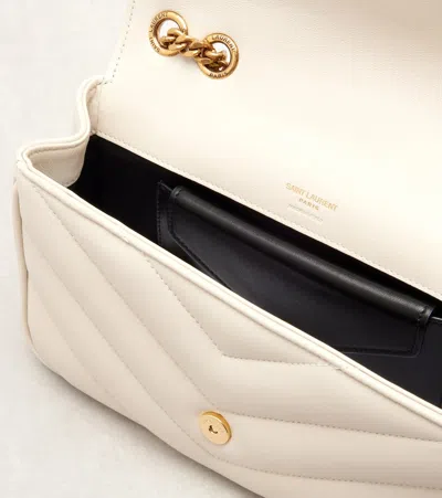 Saint Laurent Lou Lou Small Leather Shoulder Bag In White