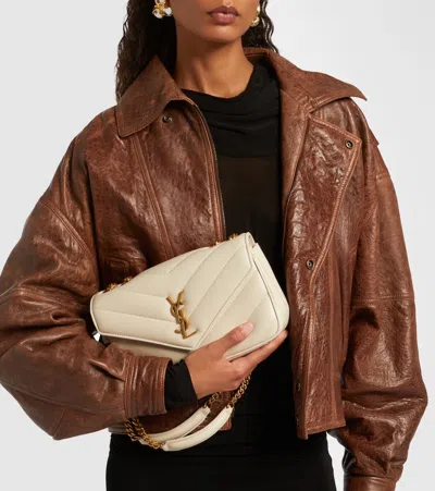 Saint Laurent Lou Lou Small Leather Shoulder Bag In White