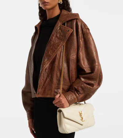 Saint Laurent Lou Lou Small Leather Shoulder Bag In White